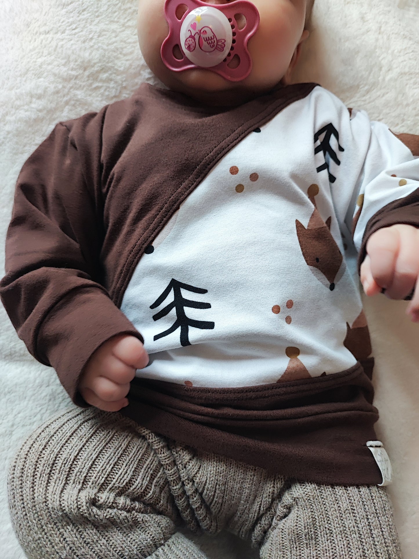 Sweater mit Teilung aus Motiv und Uni Stoff ab Gr. 56