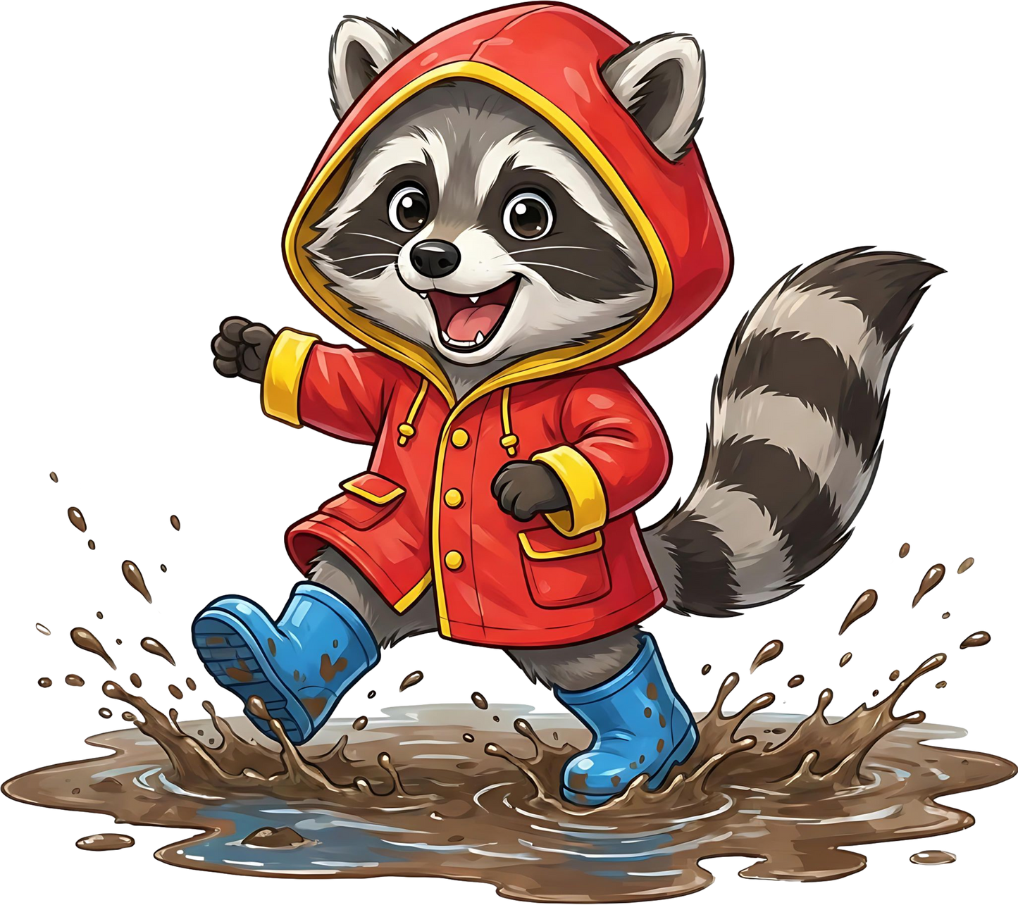 Waschbär mit Gummistiefel
