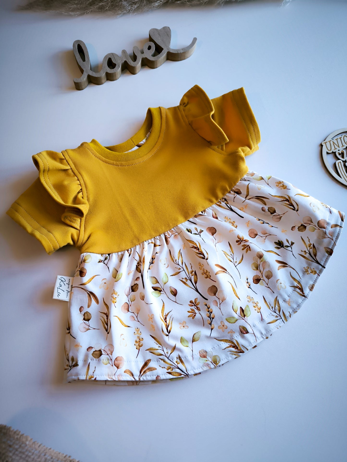 Kurzarm Tunika / Kleid in schlicht mit Flügelärmel ab Gr. 62 - 140