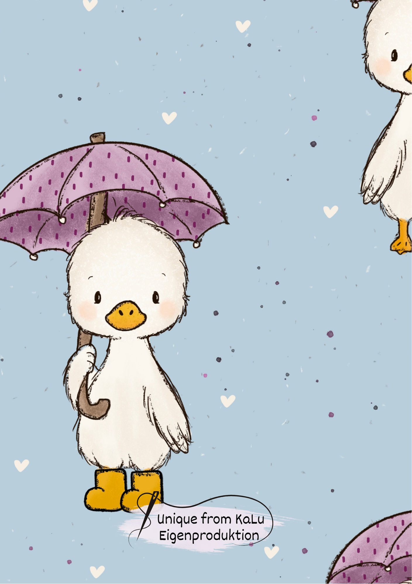 Gans mit Regenschirm Rosa