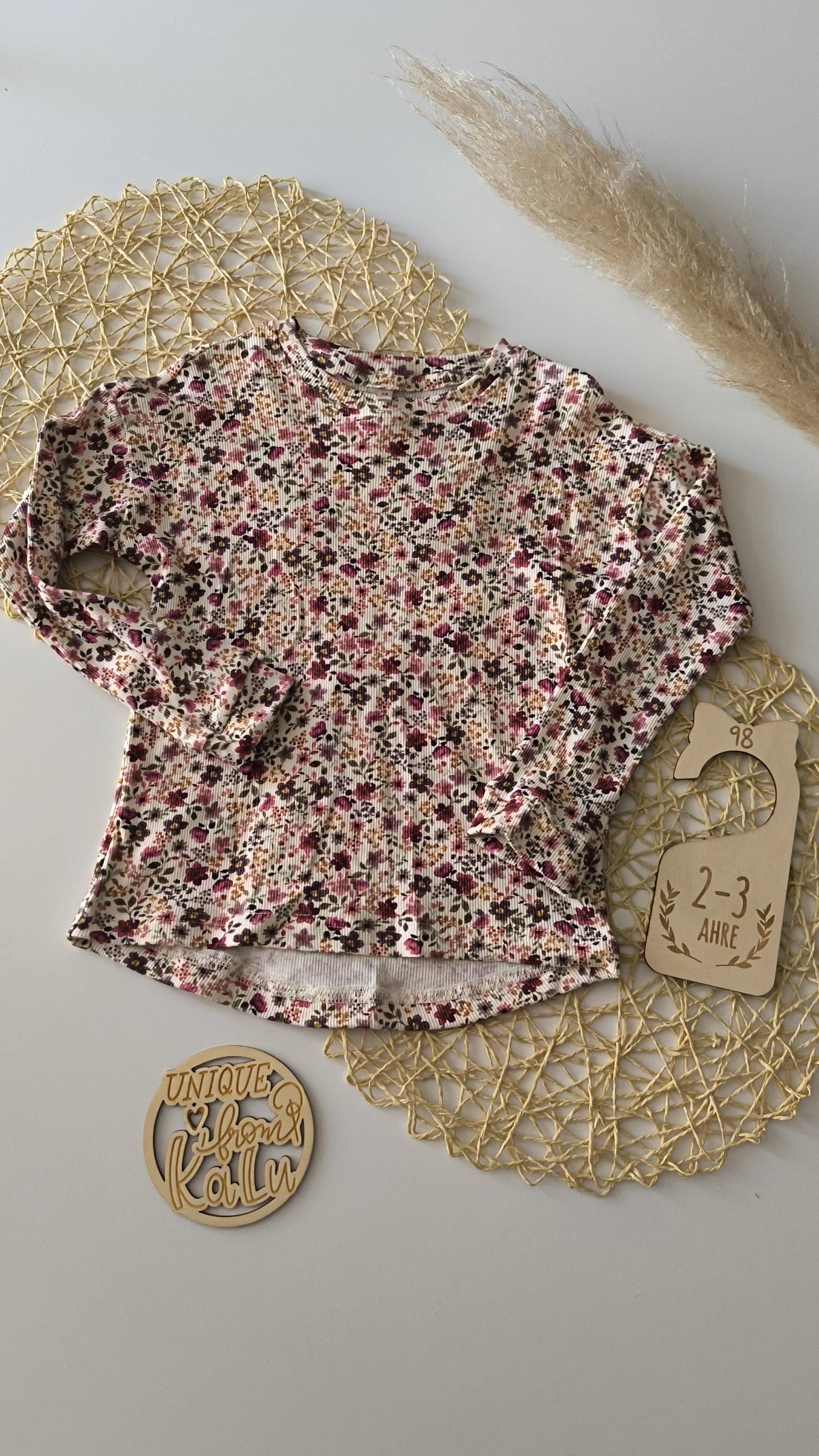 Longsleeve in rib Jersey im Blumendesign gr.98