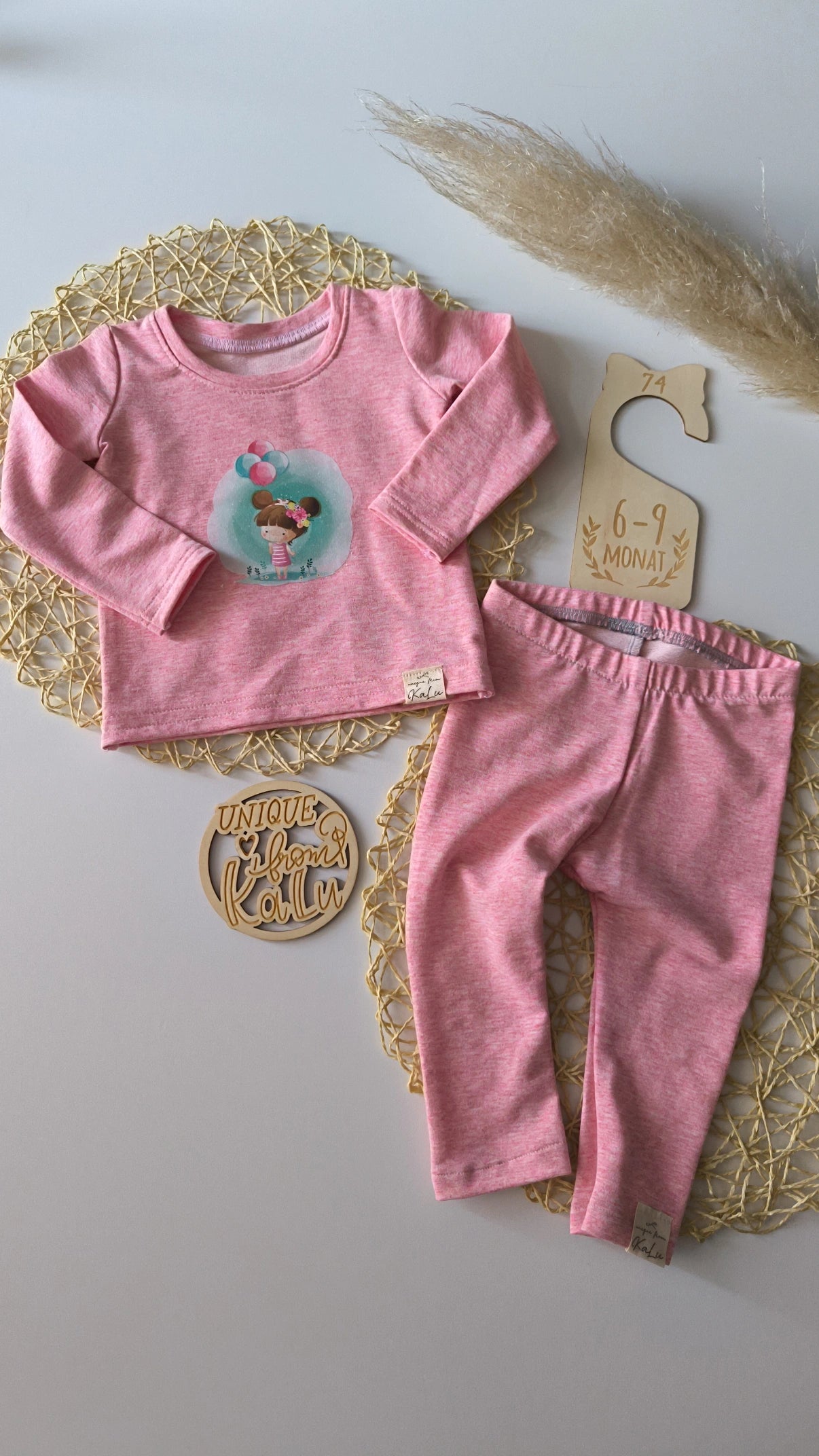 Set Longsleeve mit Bügelbild und Hose gr 74