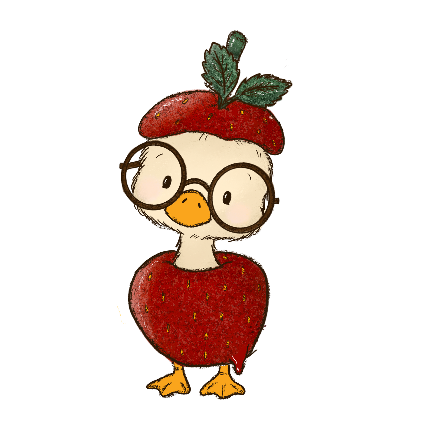 Gans in Erdbeeren