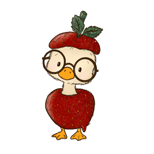 Gans in Erdbeeren