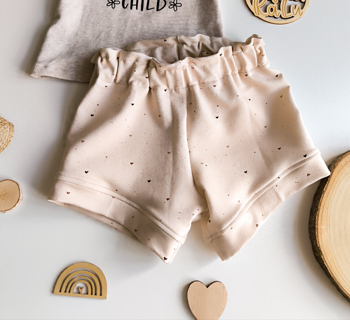 Statement T - Shirt und Sunny Shorts aus French Terry ab Gr. 56 - 140