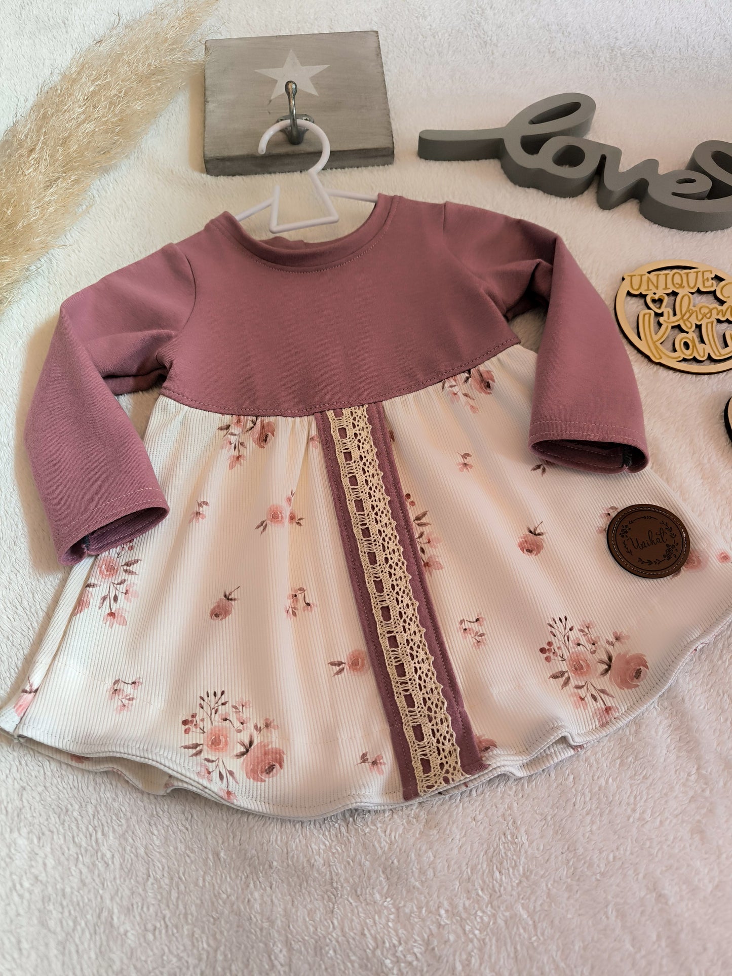 Tunika oder Kleid zur Einschulung mit Knopfleiste und Spitze ab Gr. 110 - 140