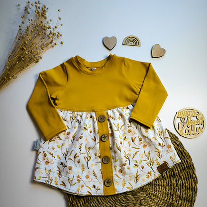 Tunika oder Kleid zur Einschulung mit Knopfleiste und Knöpfe ab Gr. 110 - 140