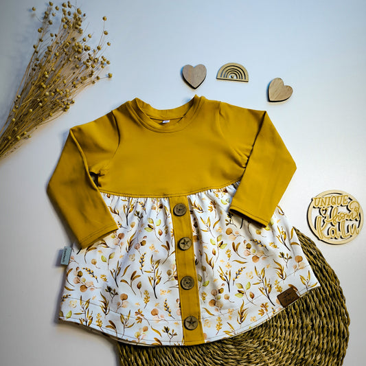 Tunika oder Kleid zur Einschulung mit Knopfleiste und Knöpfe ab Gr. 110 - 140