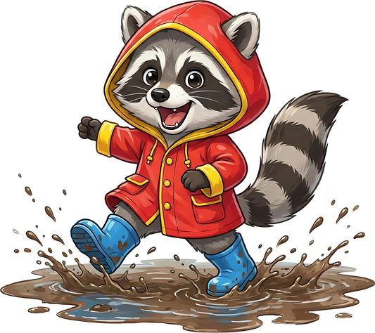 Waschbär mit Gummistiefel