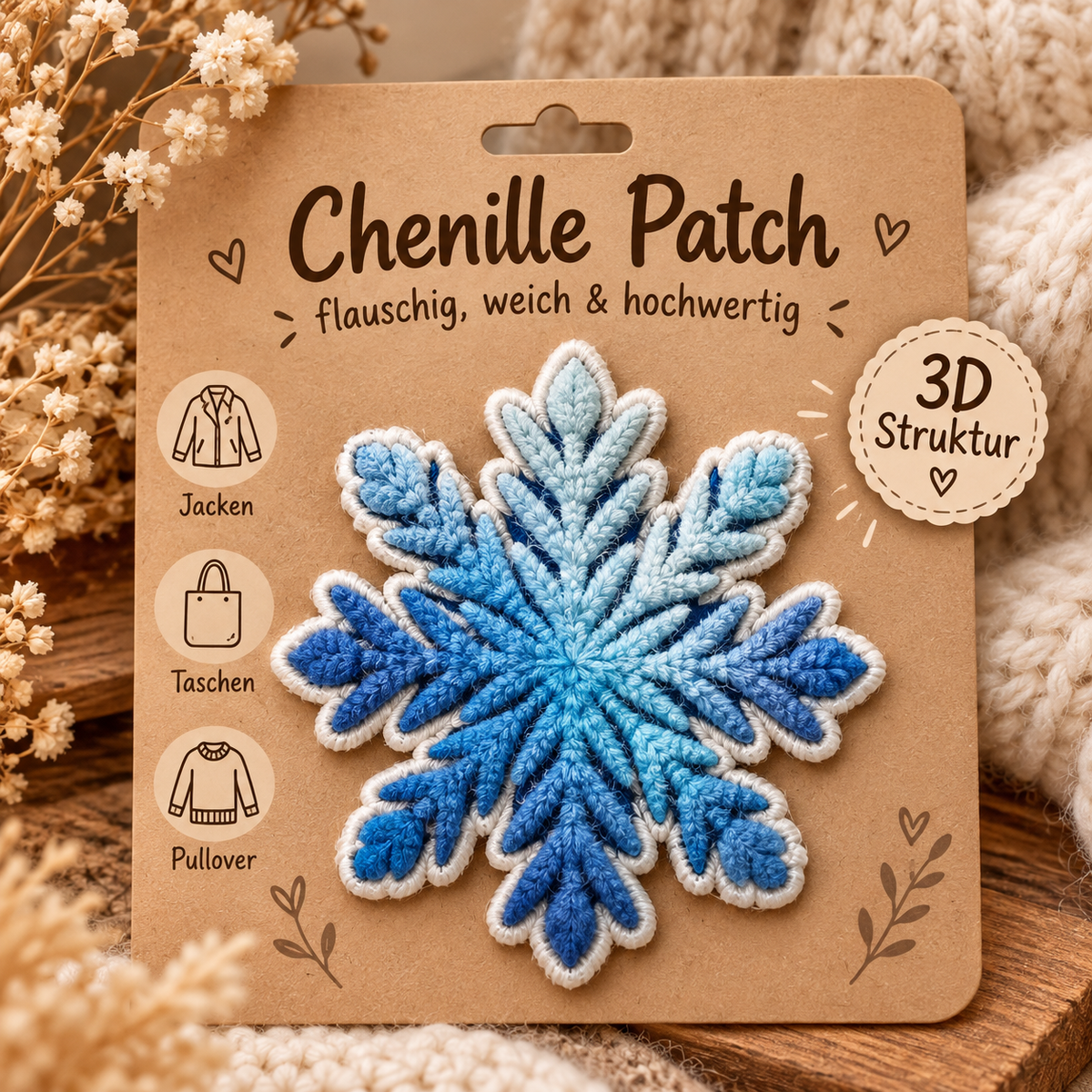 Chenille Patch Schneeflocke