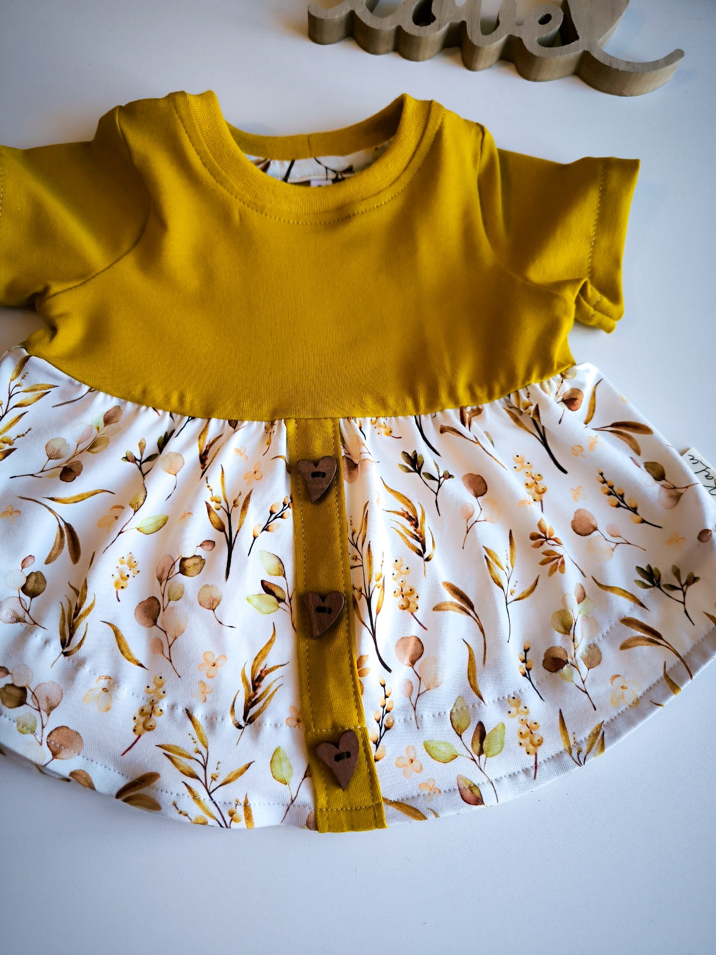 Kurzarm Tunika / Kleid mit Knopfleiste und Knöpfe ab Gr. 62 - 140