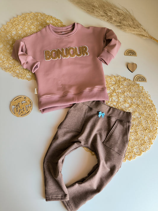 Set Hose und Sweater mit Chenille Patches ab Gr. 56 bis 140