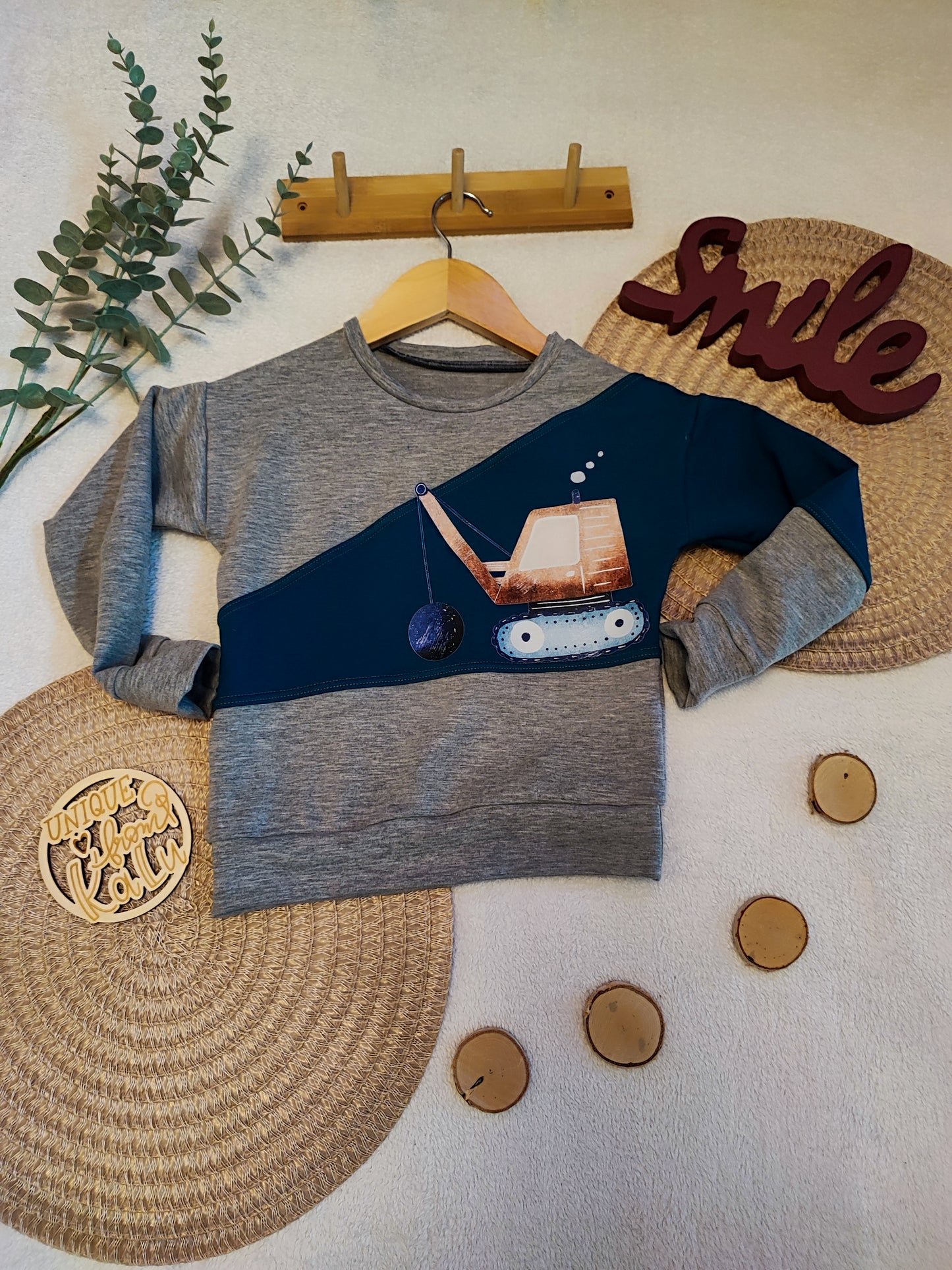 Sweater mit Teilung und Bügelbild oder Plott ab Gr. 56 -140