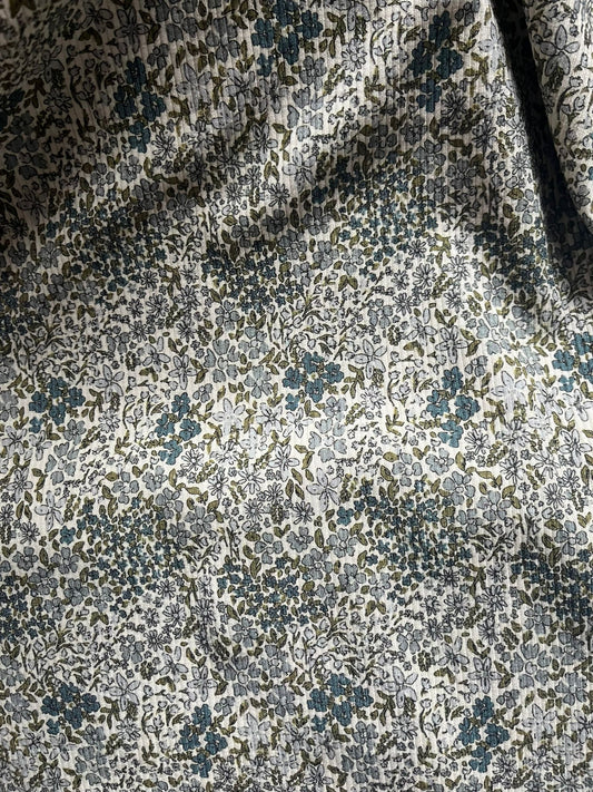 Blaue Blümchen auf Rib Jersey