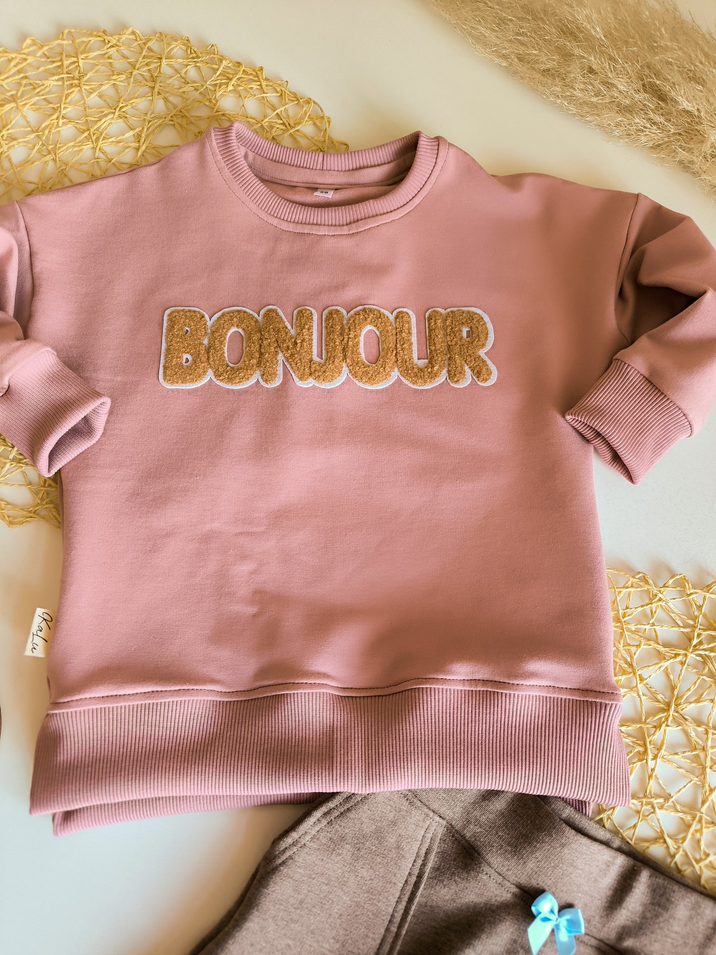 Set Hose und Sweater mit Chenille Patches ab Gr. 56 bis 140