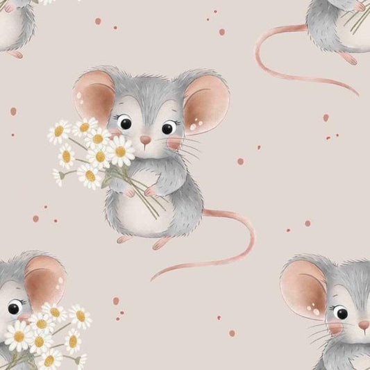 Maus mit Gänseblümchen