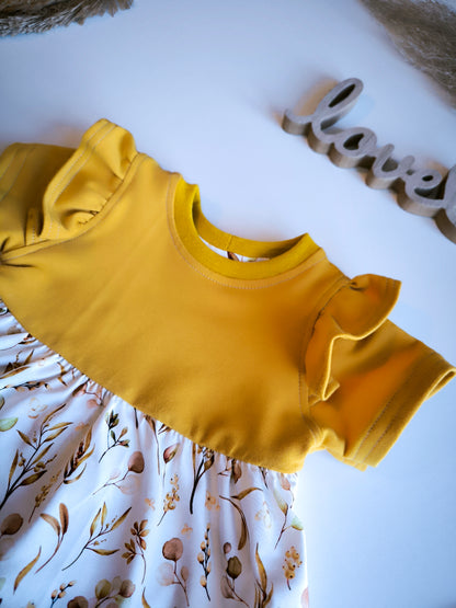 Kurzarm Tunika / Kleid in schlicht mit Flügelärmel ab Gr. 62 - 140