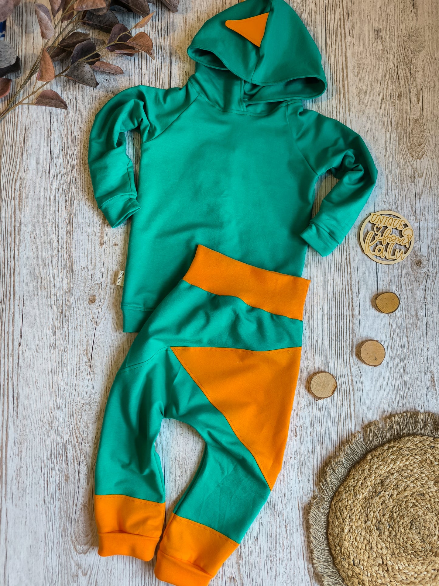 Kinder Dino Outfit – Hoodie & Pumphosen Set gr. 74 - 140