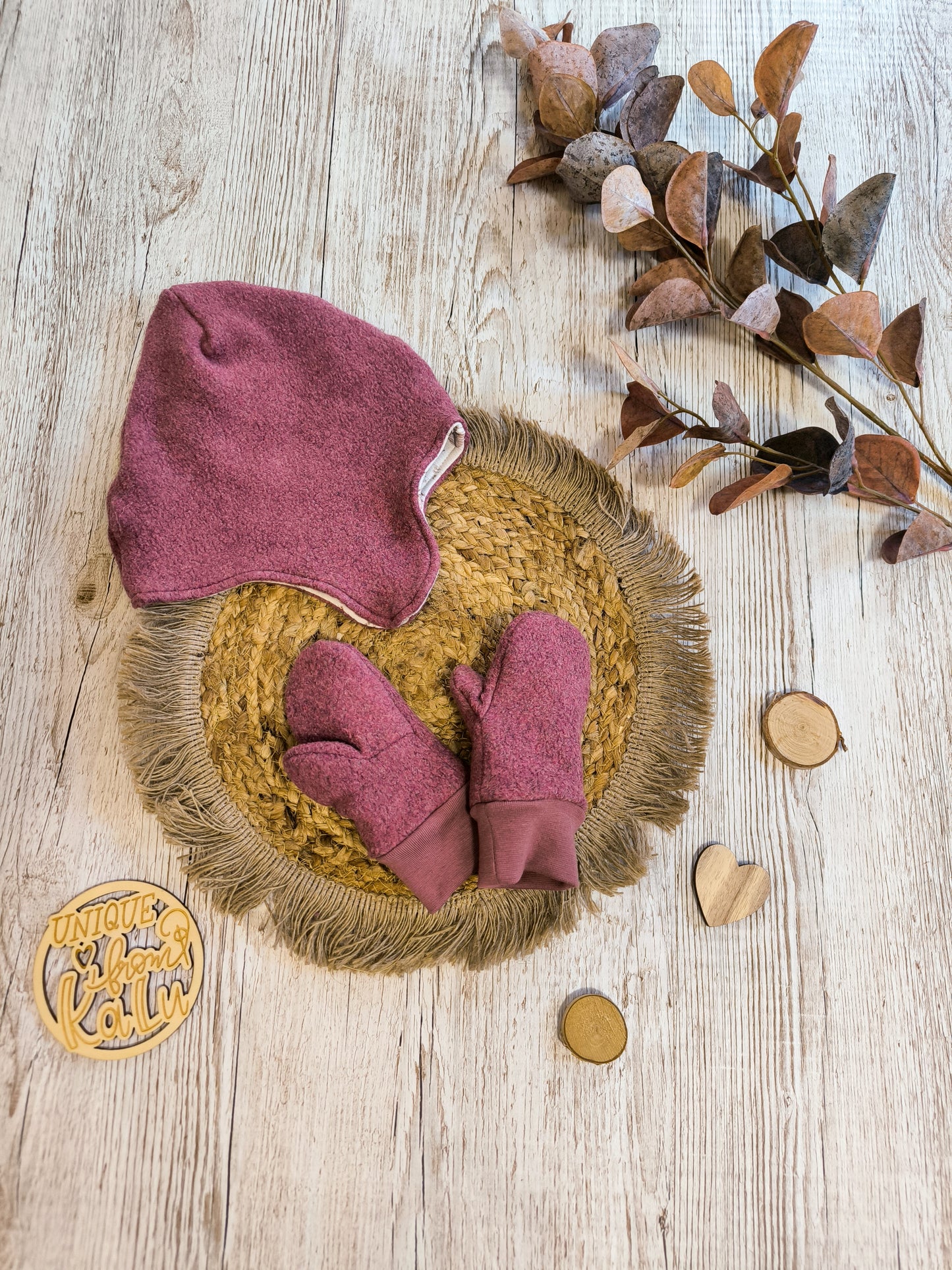 Fleece Mütze mit Handschuhe