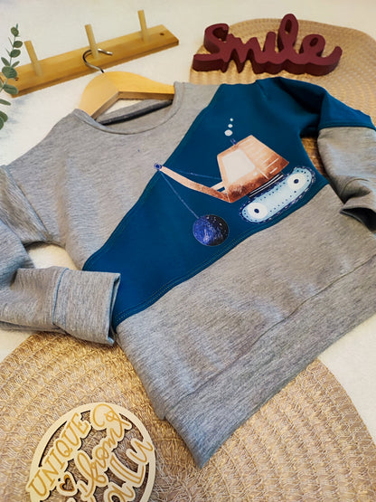 Sweater mit Teilung und Bügelbild oder Plott ab Gr. 56 -140