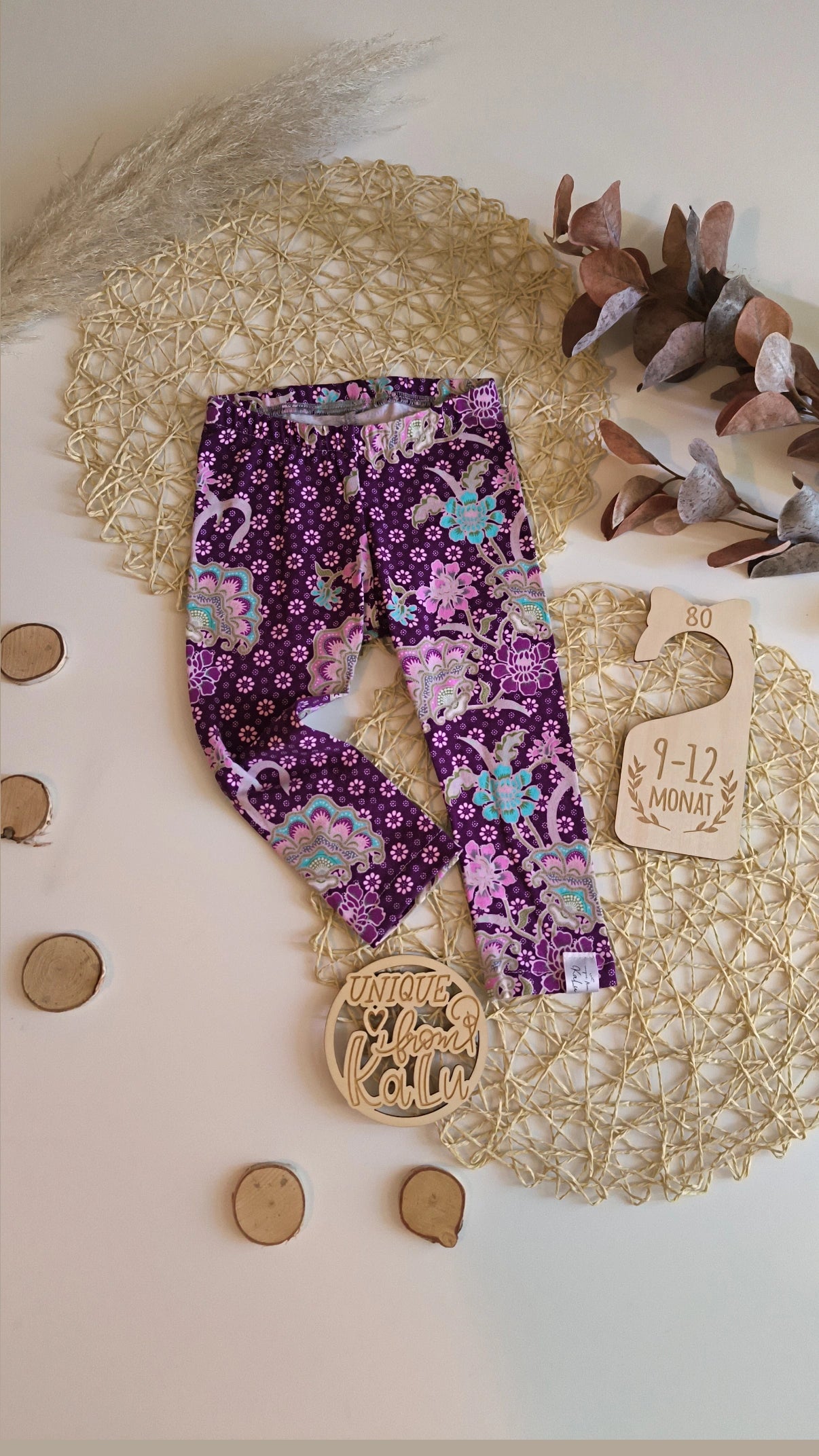 Leggings lila Blumen gr 80