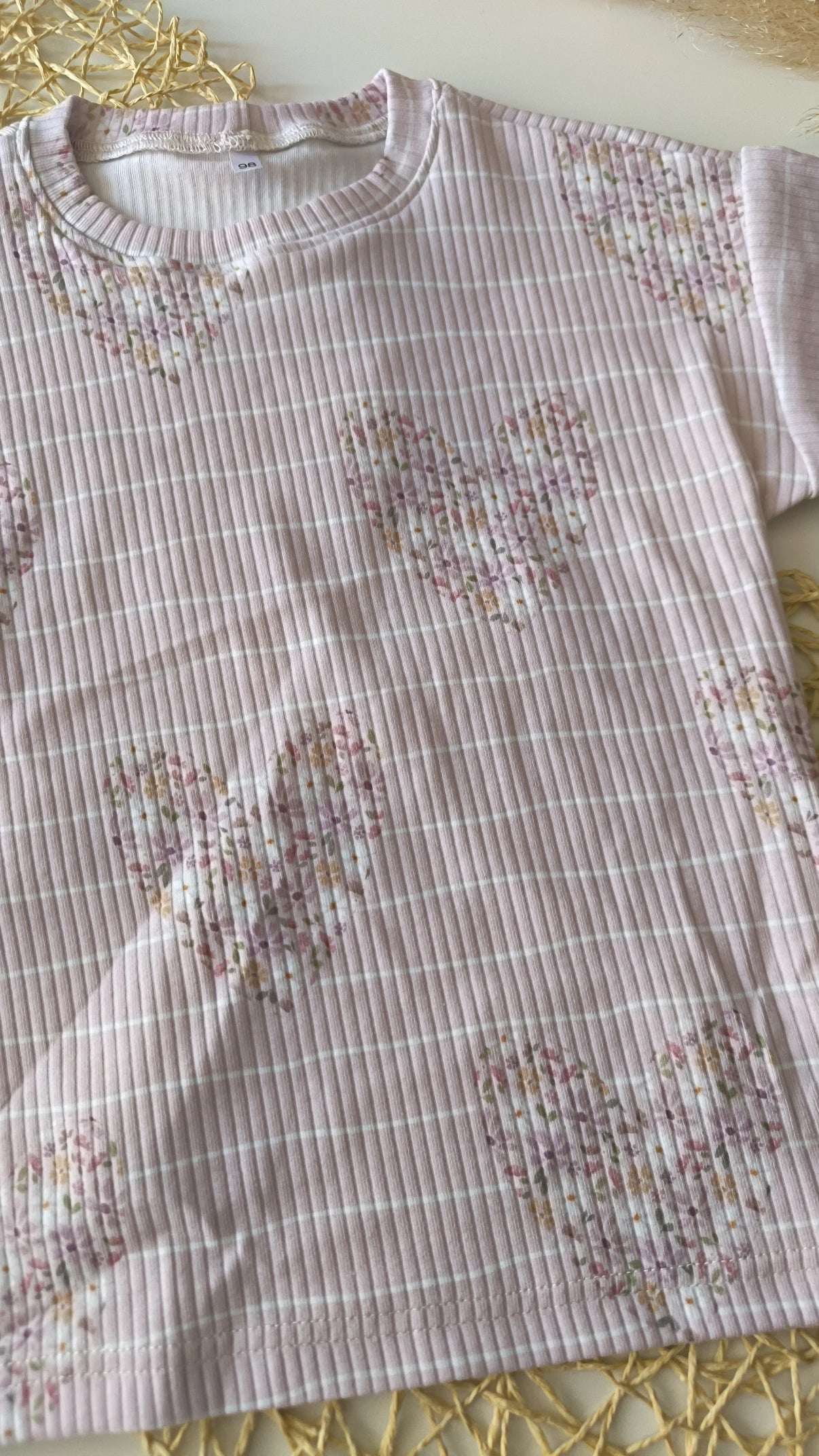 T-Shirt in rib Jersey mit Herzen gr.98
