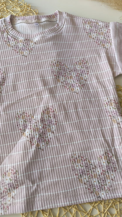 T-Shirt in rib Jersey mit Herzen gr.98