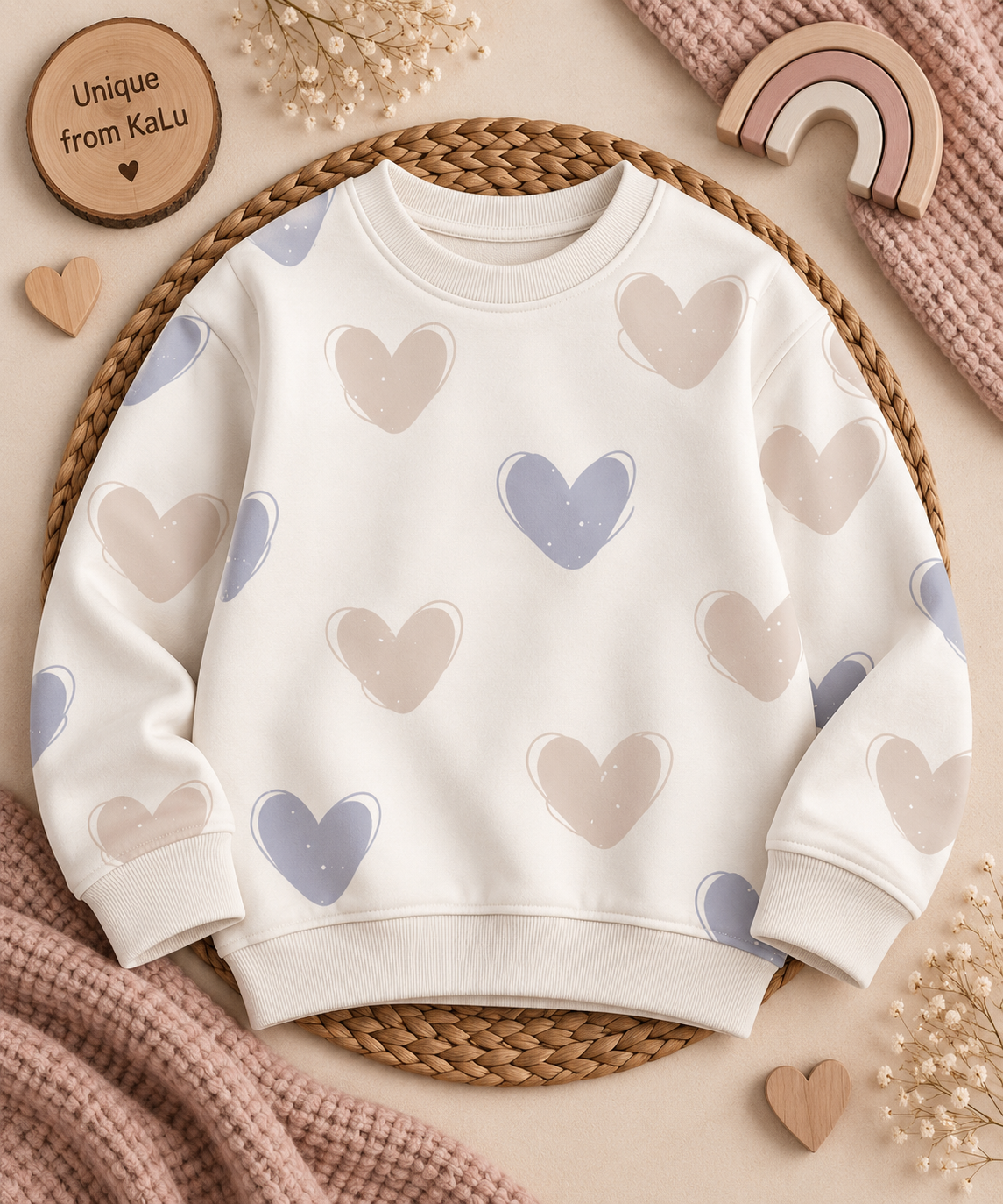 Herze beige/blau