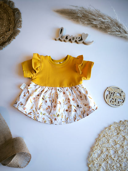 Kurzarm Tunika / Kleid in schlicht mit Flügelärmel ab Gr. 62 - 140