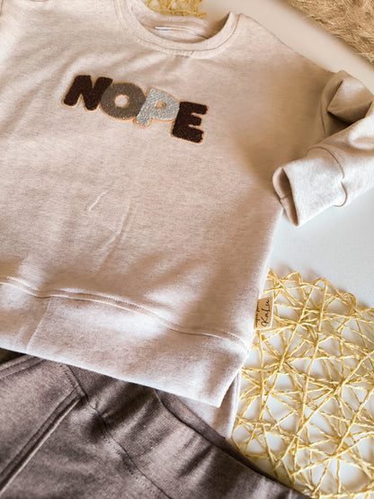 Set Hose und Sweater mit Chenille Patches ab Gr. 56 bis 140