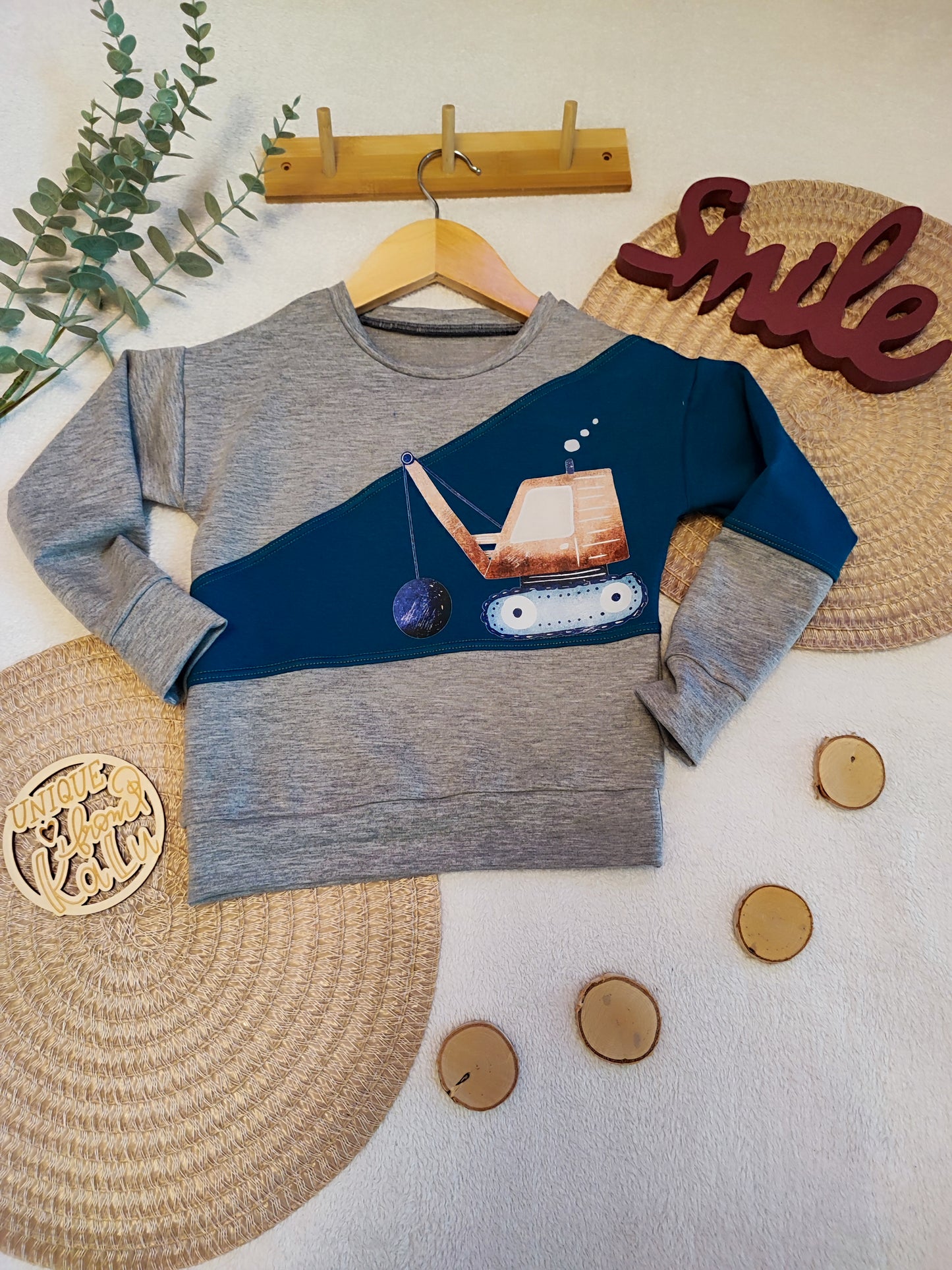 Sweater mit Teilung und Bügelbild oder Plott ab Gr. 56 -140