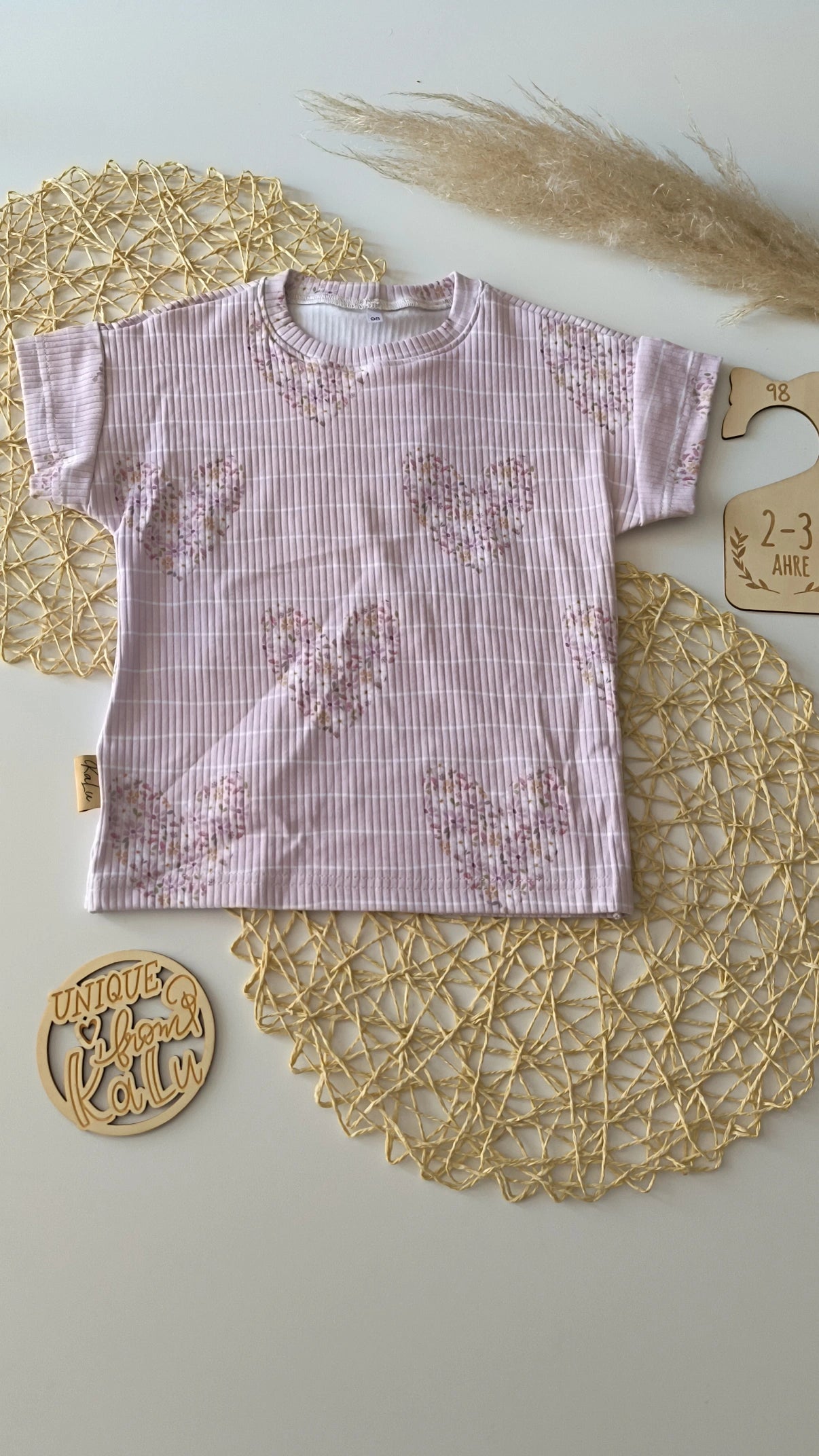 T-Shirt in rib Jersey mit Herzen gr.98