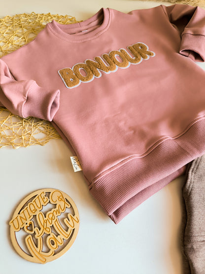 Set Hose und Sweater mit Chenille Patches ab Gr. 56 bis 140