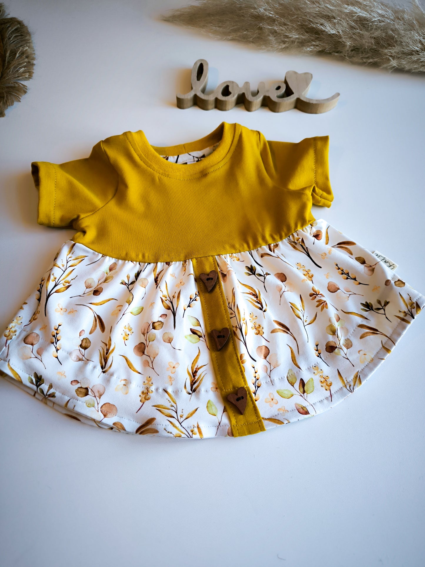 Kurzarm Tunika / Kleid mit Knopfleiste und Knöpfe ab Gr. 62 - 140