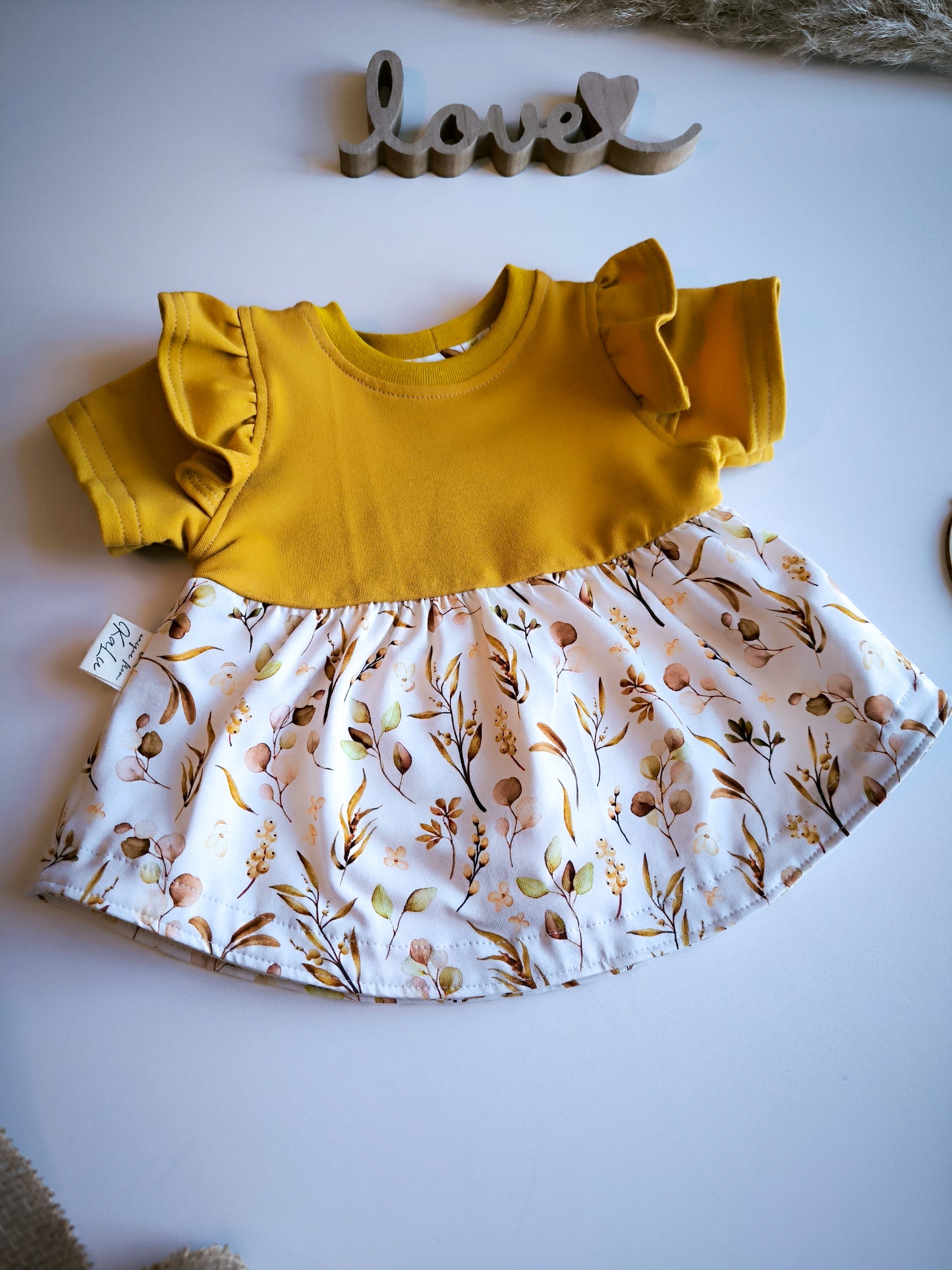 Kurzarm Tunika / Kleid in schlicht mit Flügelärmel ab Gr. 62 - 140